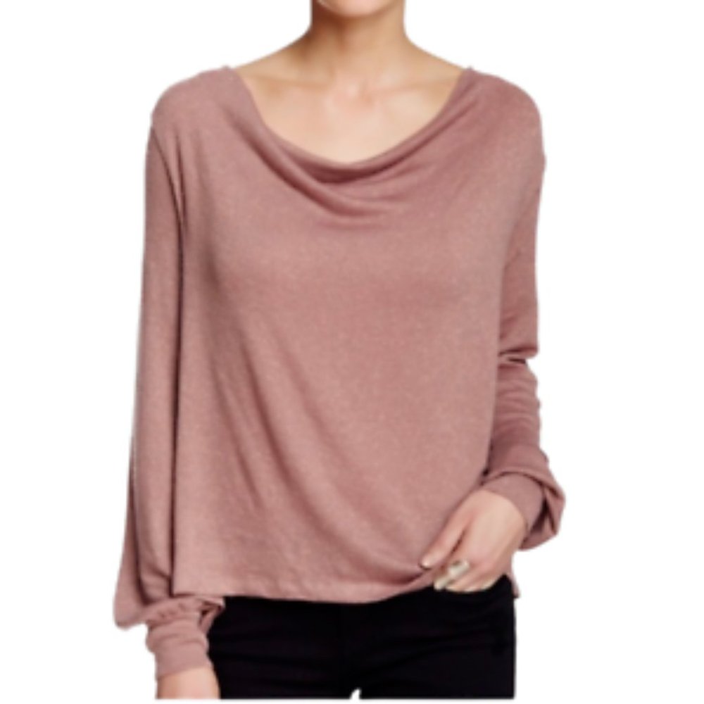Free People Scoop Neck Glitter Long Sleeve Size Small